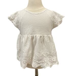 Mayoral White Eyelet Trim Tee Sz 5 Short Sleeve Skirted Top